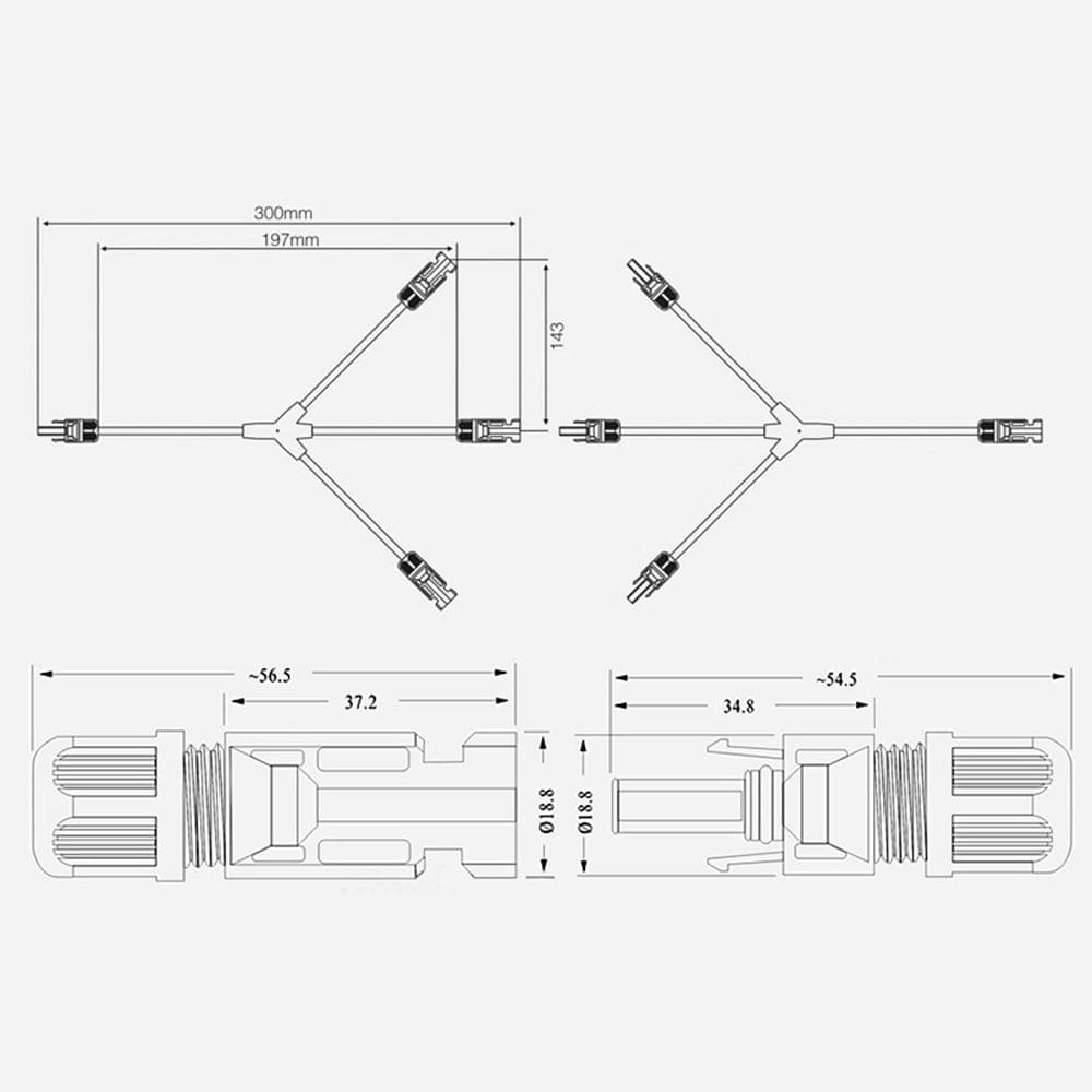 Durable Solar Photovoltaic Connector 3 Pieces In Parallel - 2