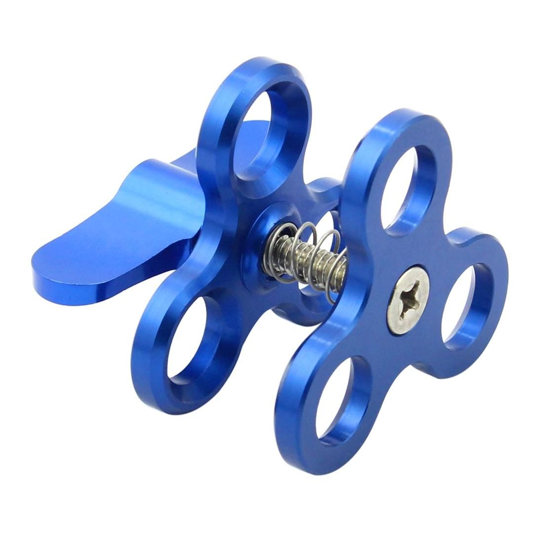 PULUZ Triple Ball Clamp Close Hole Diving Camera Bracket CNC Aluminum Spring Flashlight Clamp for Diving Underwater Photography System (Blue)