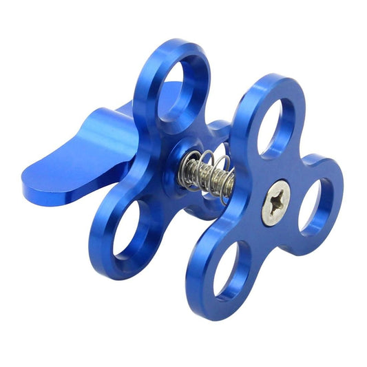 PULUZ Triple Ball Clamp Close Hole Diving Camera Bracket CNC Aluminum Spring Flashlight Clamp for Diving Underwater Photography System (Blue)