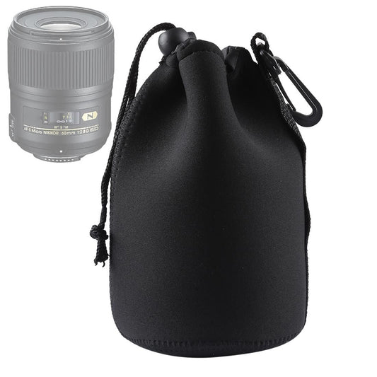 Neoprene SLR Camera Lens Carrying Bag Pouch Bag with Carabiner, Size: 10x18cm (Black)