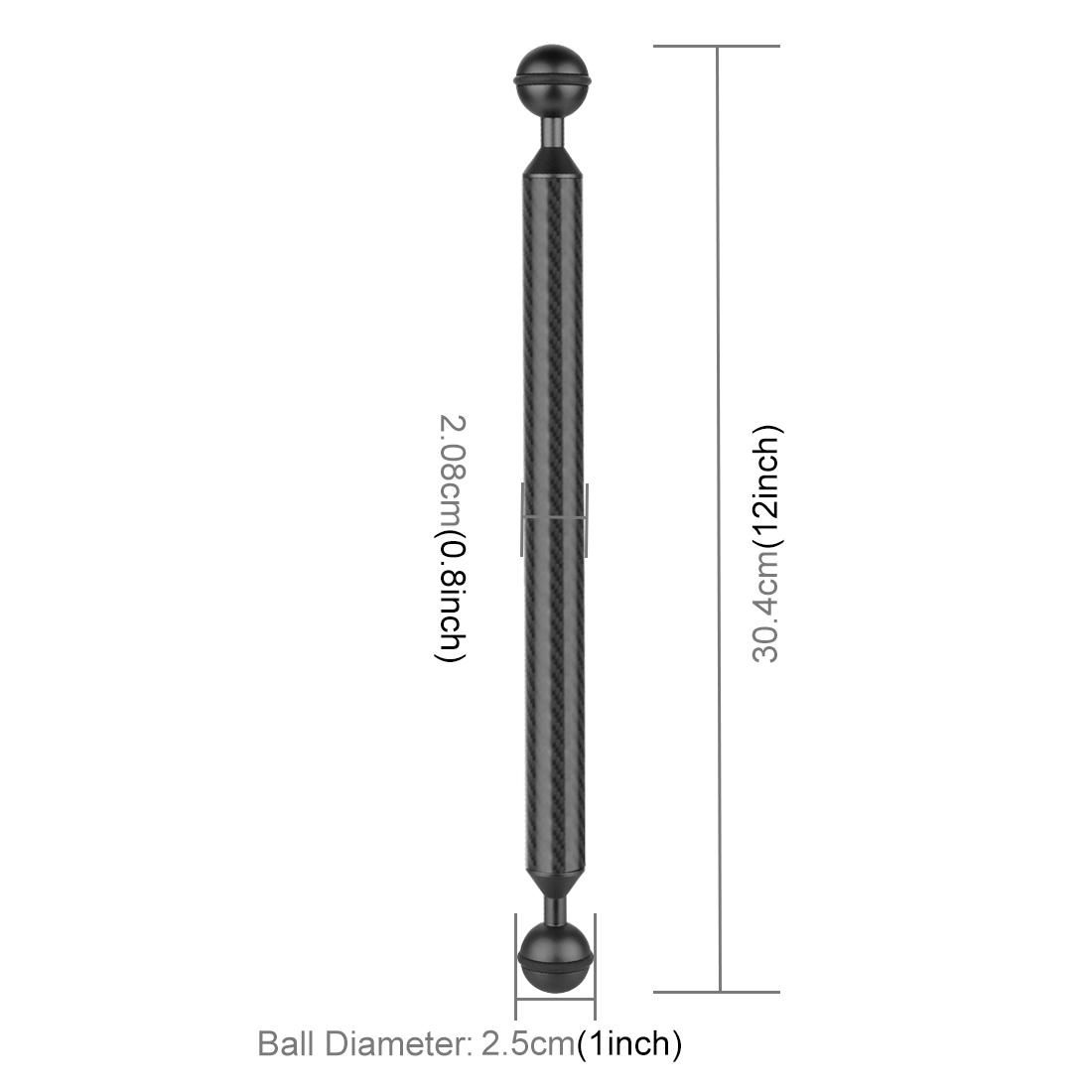 PULUZ  12 inch 30.4cm Length 20.8mm Diameter Dual Balls Carbon Fiber Floating Arm, Ball Diameter: 25mm (Red)