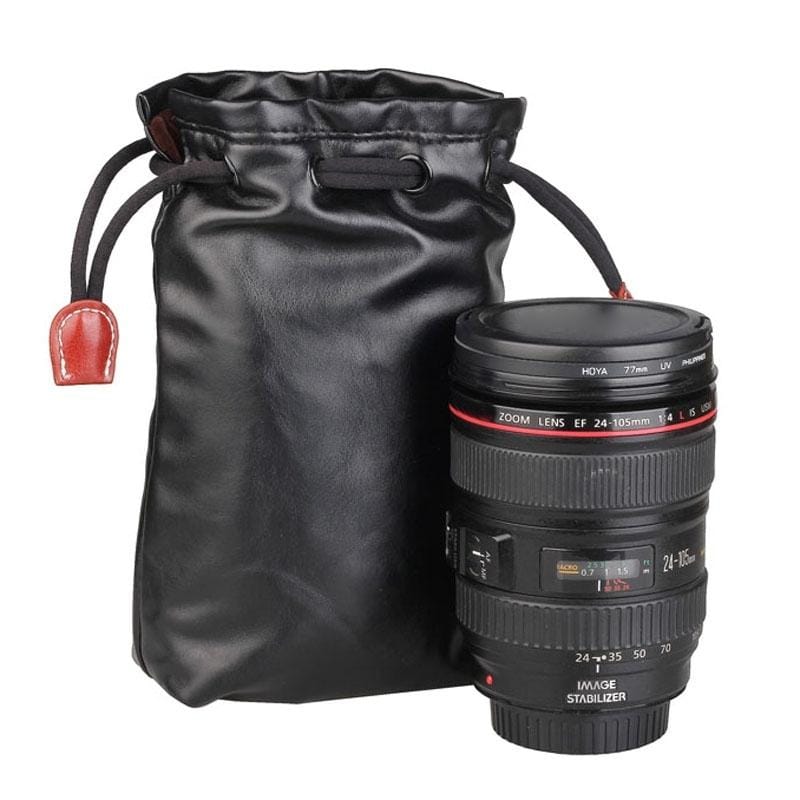 Soft PU Leather + Villus Storage Bag with Stay Cord for Camera Lens, Size: 70mm x 60mm x 130mm (Style3)