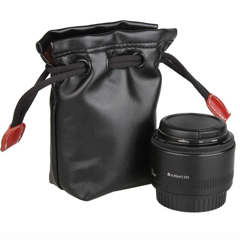 Soft PU Leather + Villus Storage Bag with Stay Cord for Camera Lens, Size: 70mm x 60mm x 130mm (Style1)