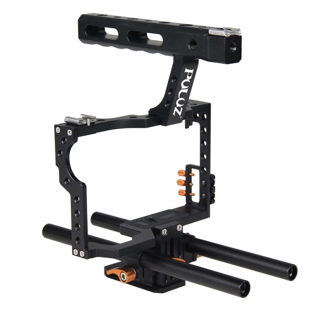 PULUZ Camera Cage Handle Stabilizer for Sony A7 & A7S & A7R, A7R II & A7S II, A7RIII & A7 III, Panasonic Lumix DMC-GH4 (Red)