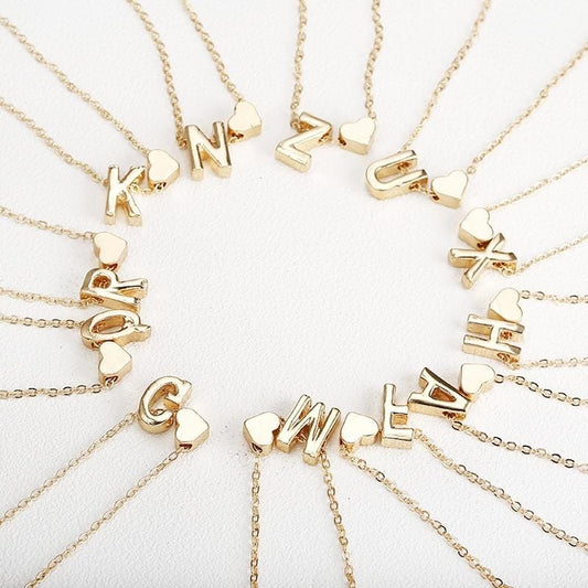 Tiny gold initial necklace letter necklace initials name necklaces Personalized pendant for women girls.best birthday gift (K)
