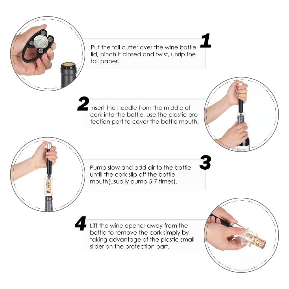 New Pump Air Pressure Wine Bottle Opener Corkcrew with Foil - 4