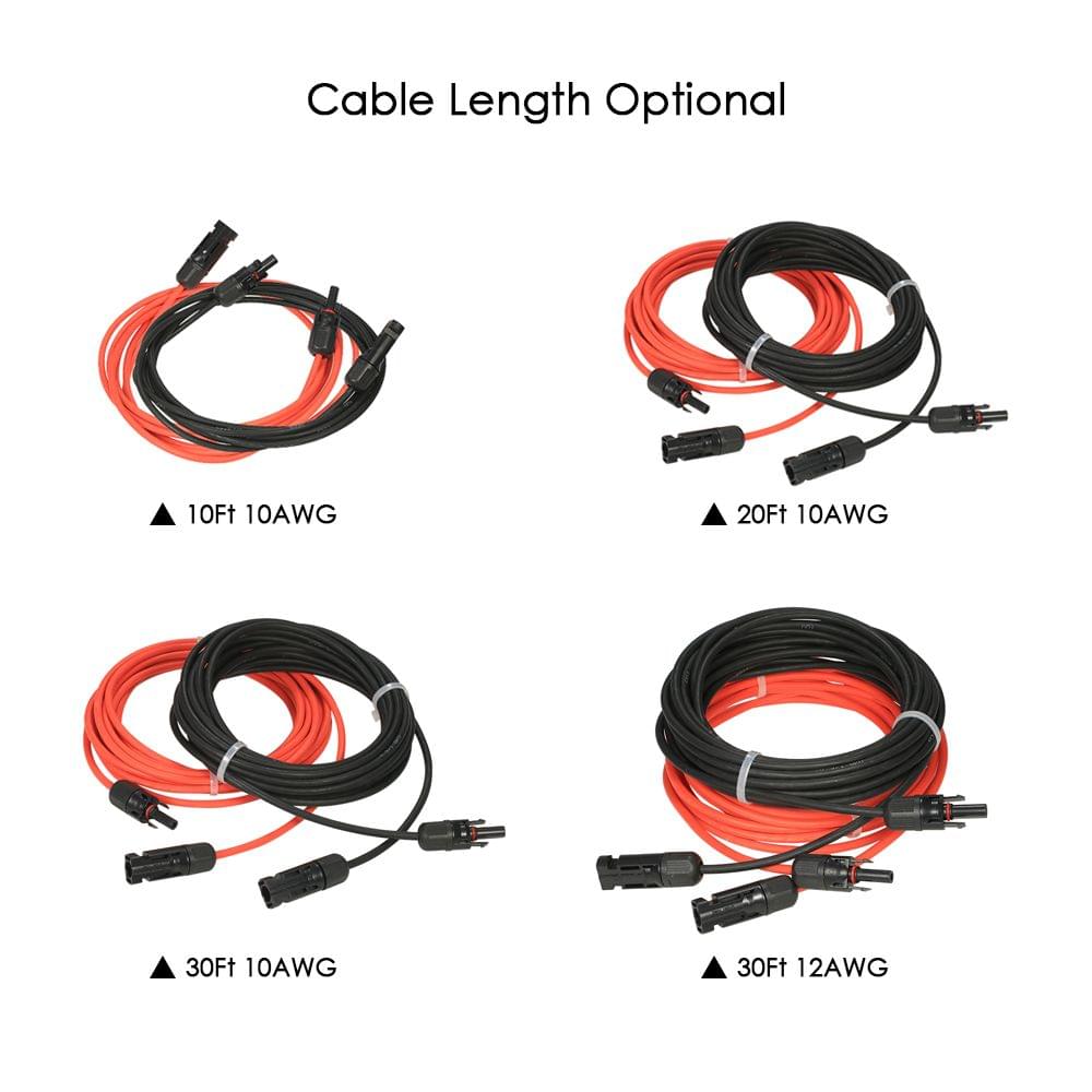 1 Pair 30 Feet Black + 30 Feet Red 10AWG Solar Panel - 30Ft 10AWG