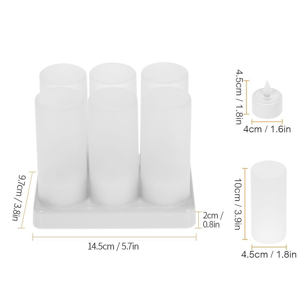 Set of 6 Rechargeable LED Yellow Flickering Flameless - 6-Pack & EU Plug