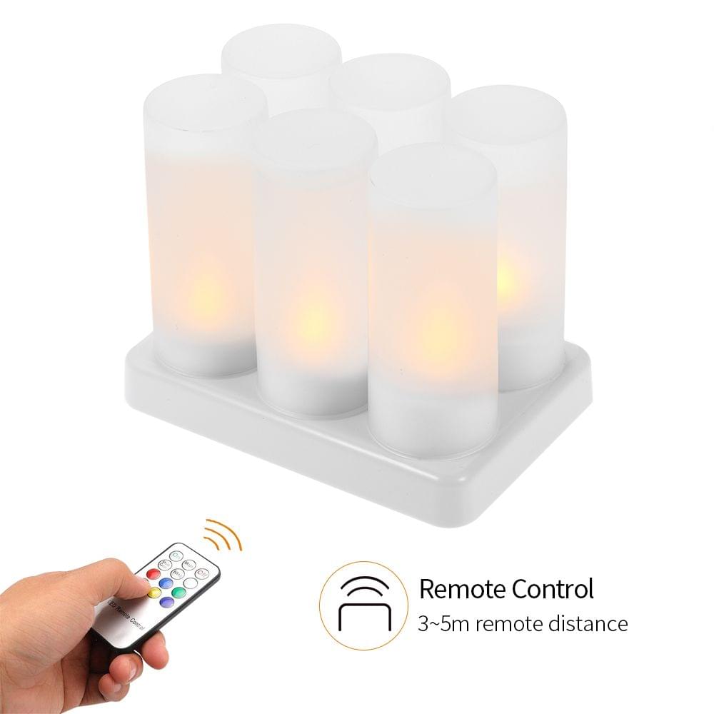 Set of 6 Rechargeable LED Color Changing Flickering - 6-Pack & EU Plug