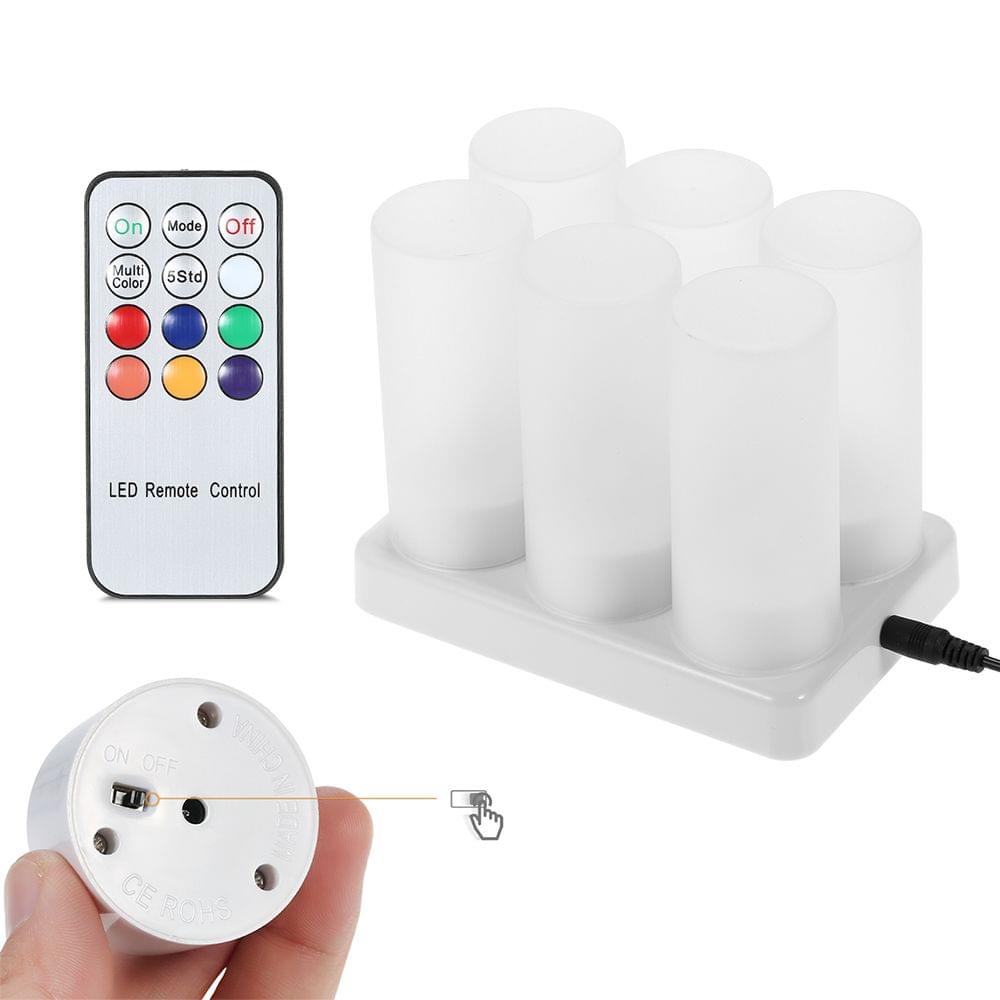Set of 6 Rechargeable LED Color Changing Flickering - 6-Pack & EU Plug