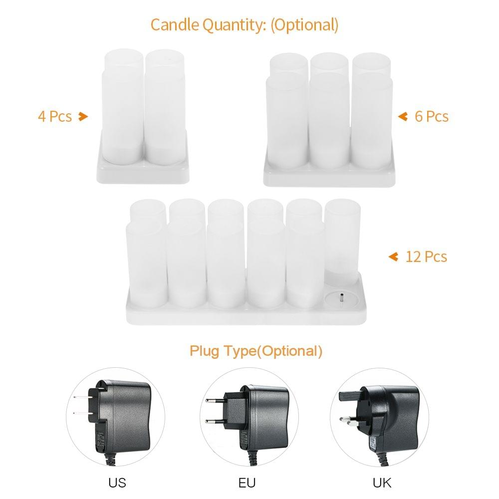 Set of 6 Rechargeable LED Color Changing Flickering - 6-Pack & EU Plug