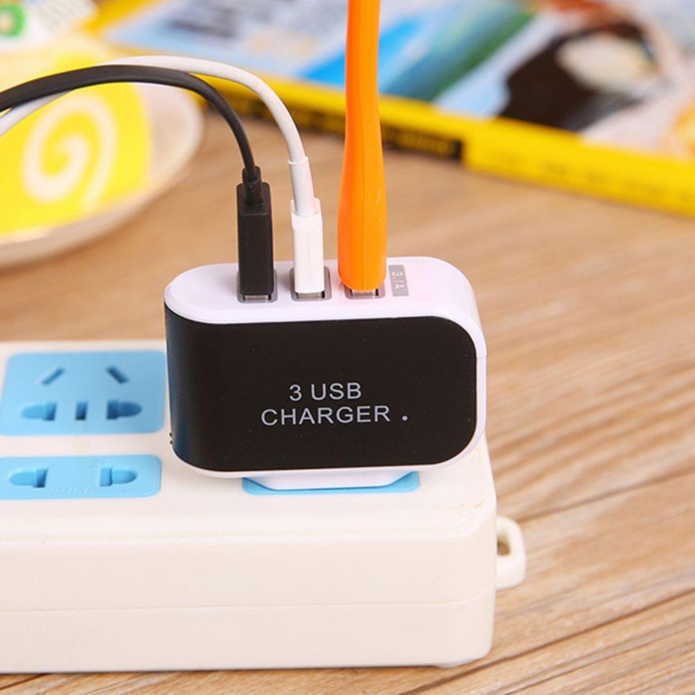 Universal 3 Ports USB Wall Charger Home Travel AC Charger - EU Plug