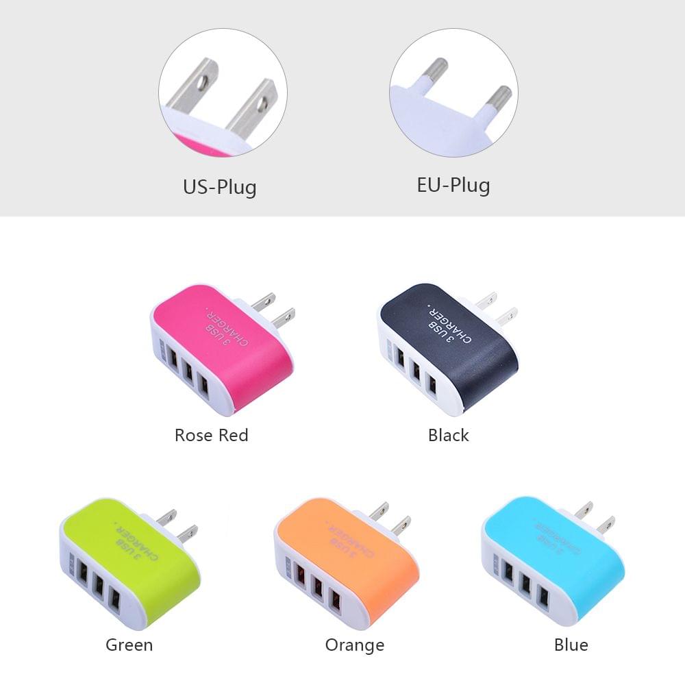 Universal 3 Ports USB Wall Charger Home Travel AC Charger - EU Plug