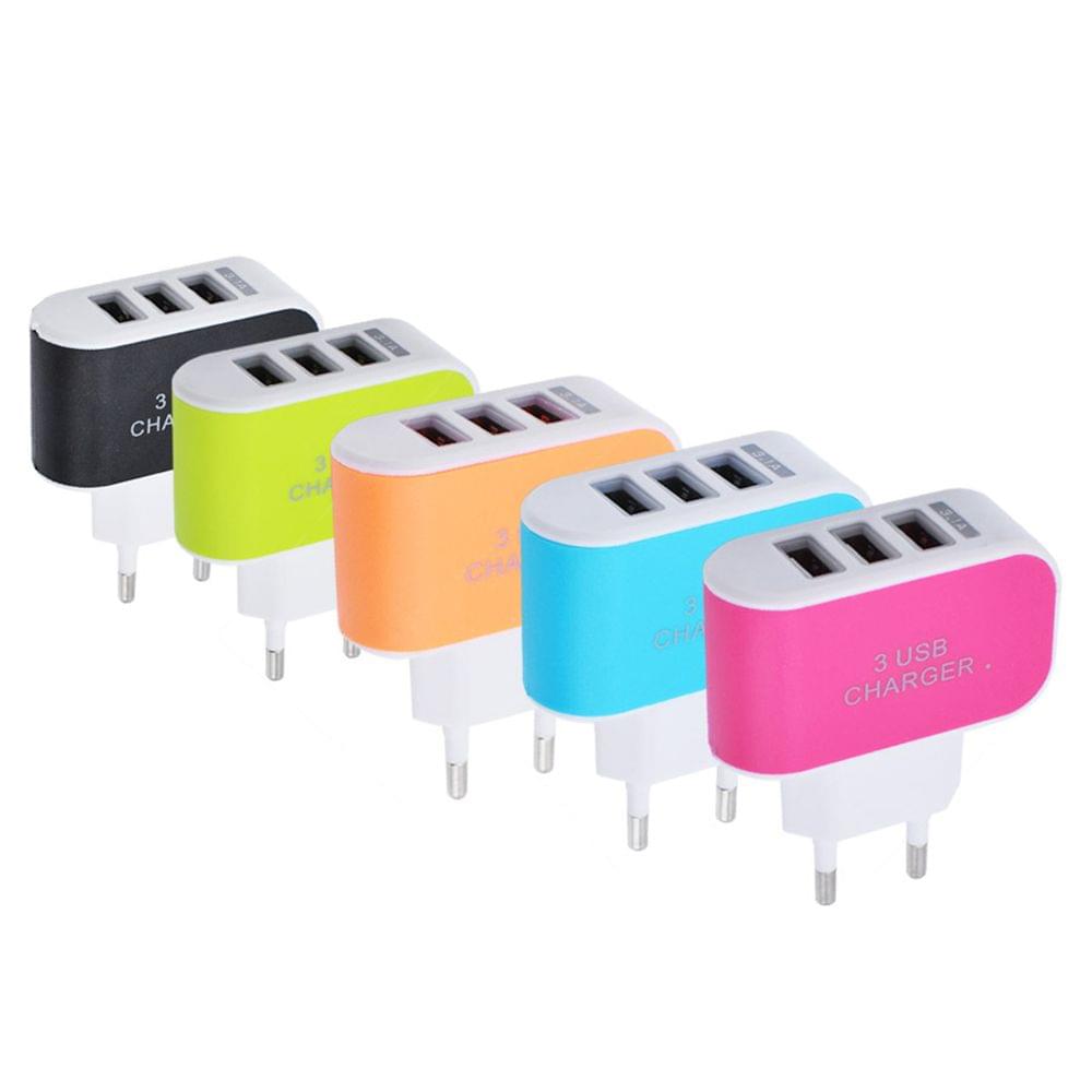 Universal 3 Ports USB Wall Charger Home Travel AC Charger - EU Plug