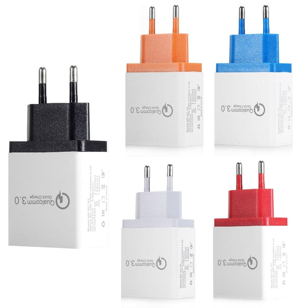 Portable Travel Home Universal 3-Port USB Wall Charger QC3.0 - EU Plug