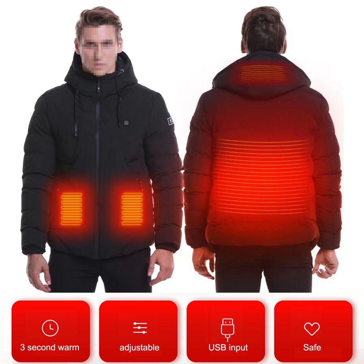 Heated Jackets Men Women Winter Warm USB Heated Down Jackets