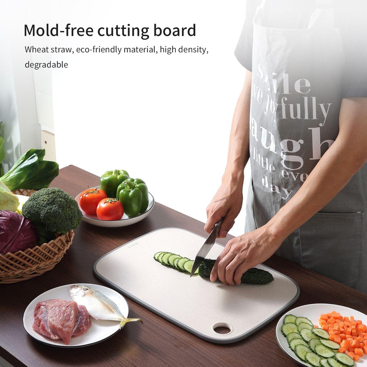ecoco Kitchen PP Plastic Cutting Board Reversible Cutting - Large