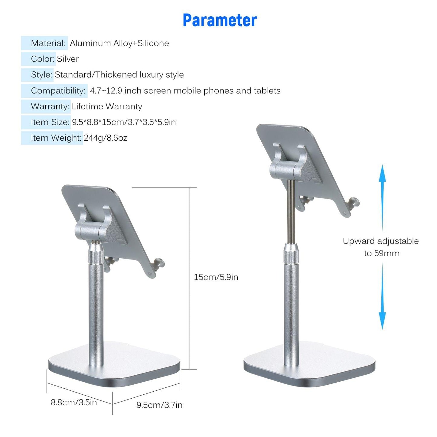 Stand Holder for Cell Phone Tablet Height Adjustable 360