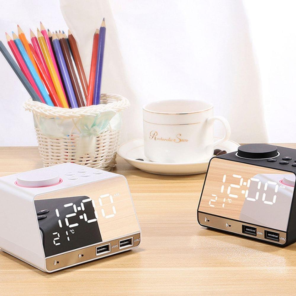 K11 Portable Bluetooth Speaker with Mirror Alarm Clock Super - EU Plug