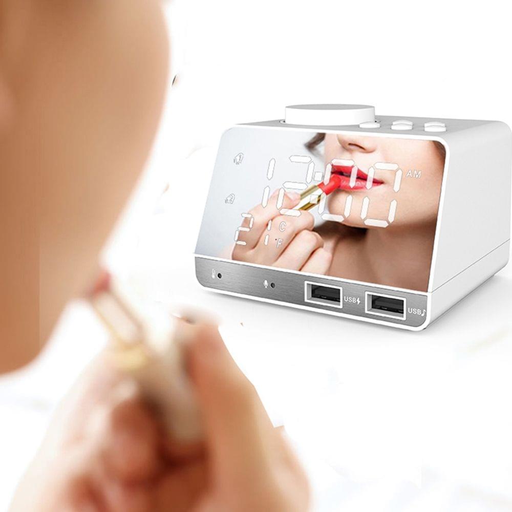 K11 Portable Bluetooth Speaker with Mirror Alarm Clock Super - EU Plug