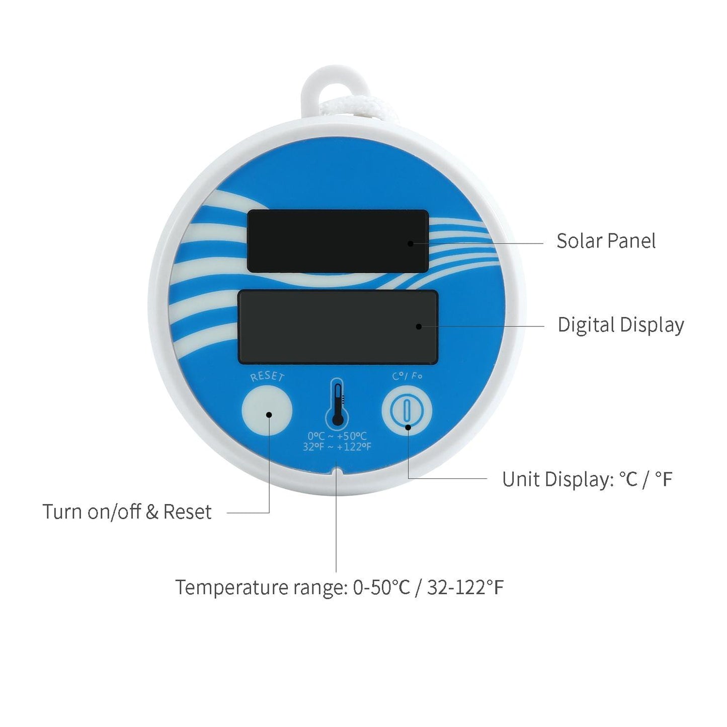 Solar Powered Swimming Pool Thermometer Digital Floating