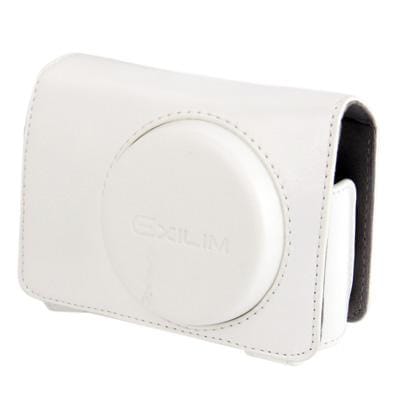 Leather Camera Case Bag for CASIO ZR1000 (White)