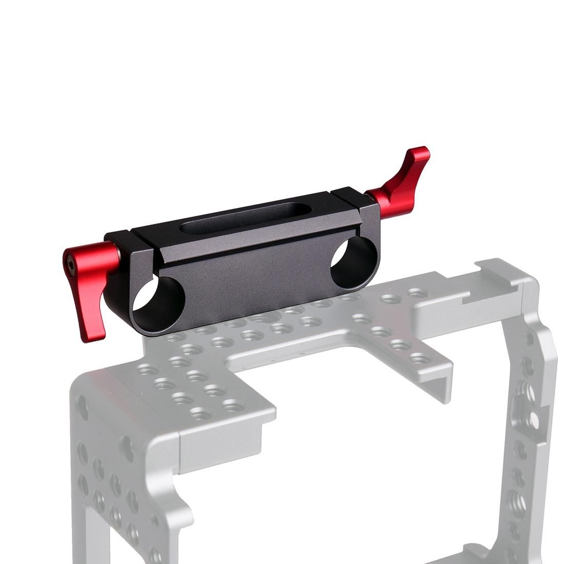 WARAXE 1501 Dual Railblock Connector Support Bracket for 15mm Rail Rod Support System (Black)