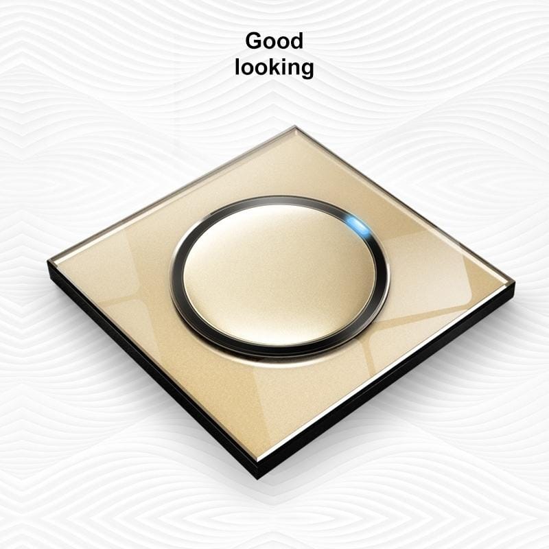86mm Round LED Tempered Glass Switch Panel, Gold Round Glass, Style:One Billing Control