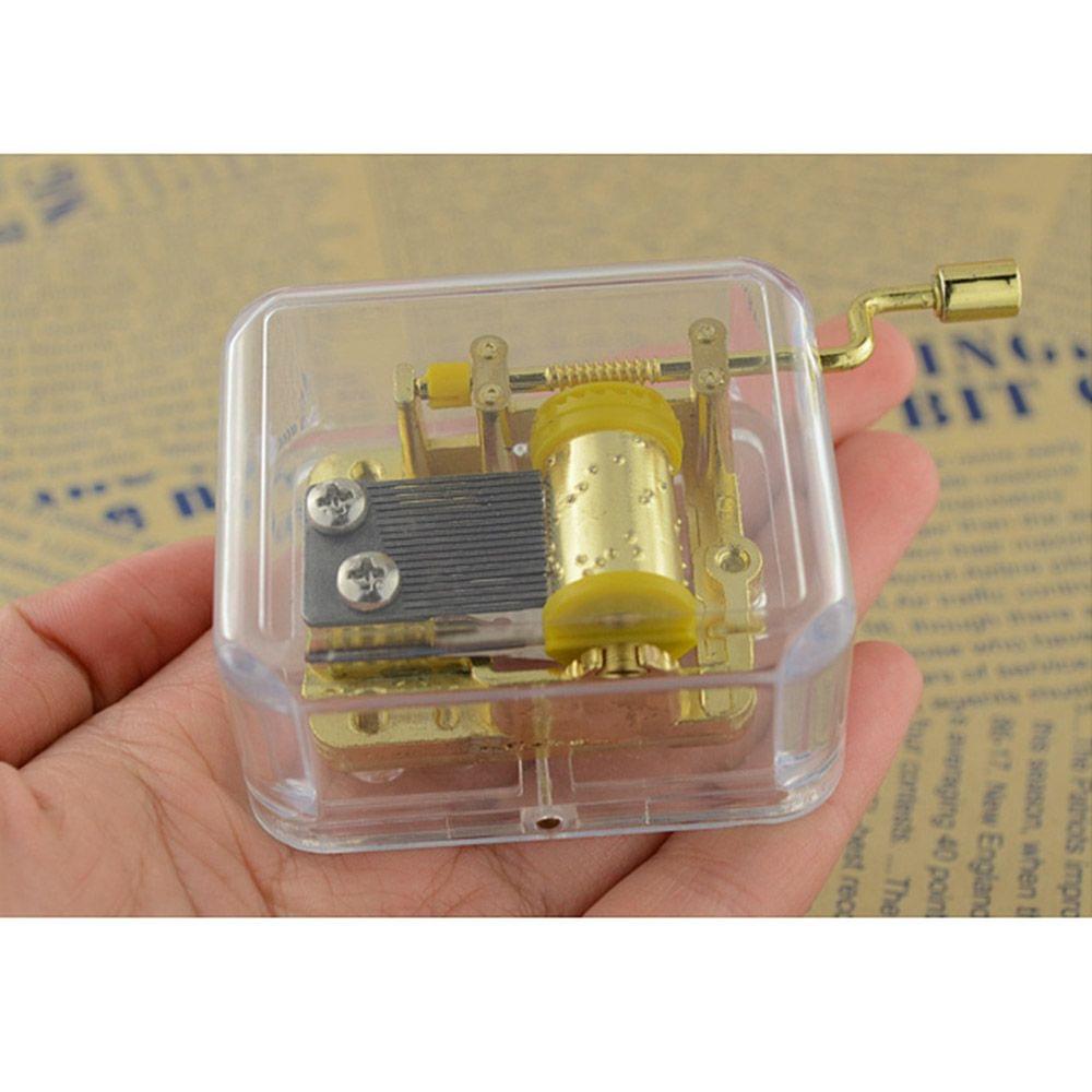 Unique Musical Box Acrylic Hand Crank Music Box Golden