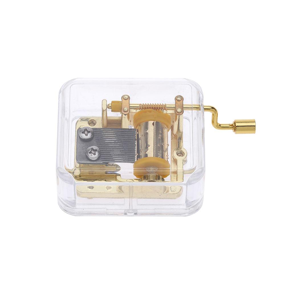 Unique Musical Box Acrylic Hand Crank Music Box Golden