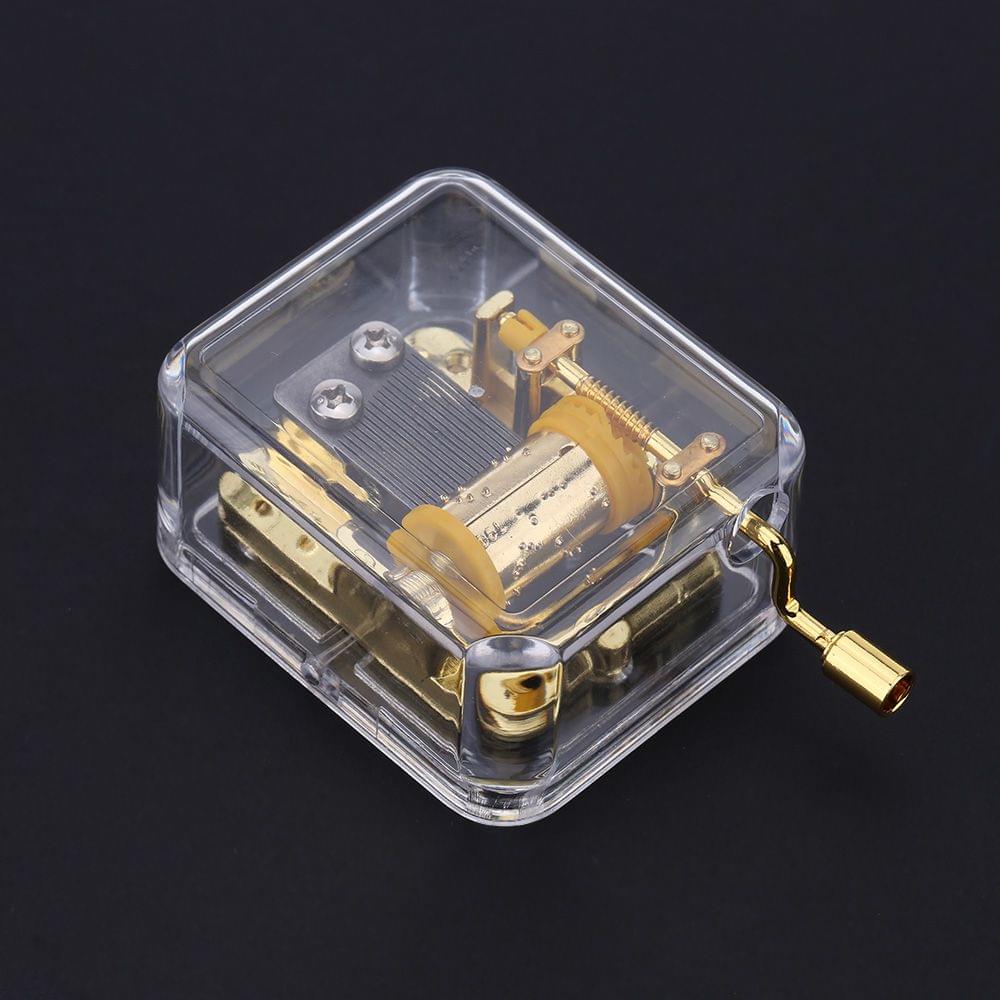 Unique Musical Box Acrylic Hand Crank Music Box Golden