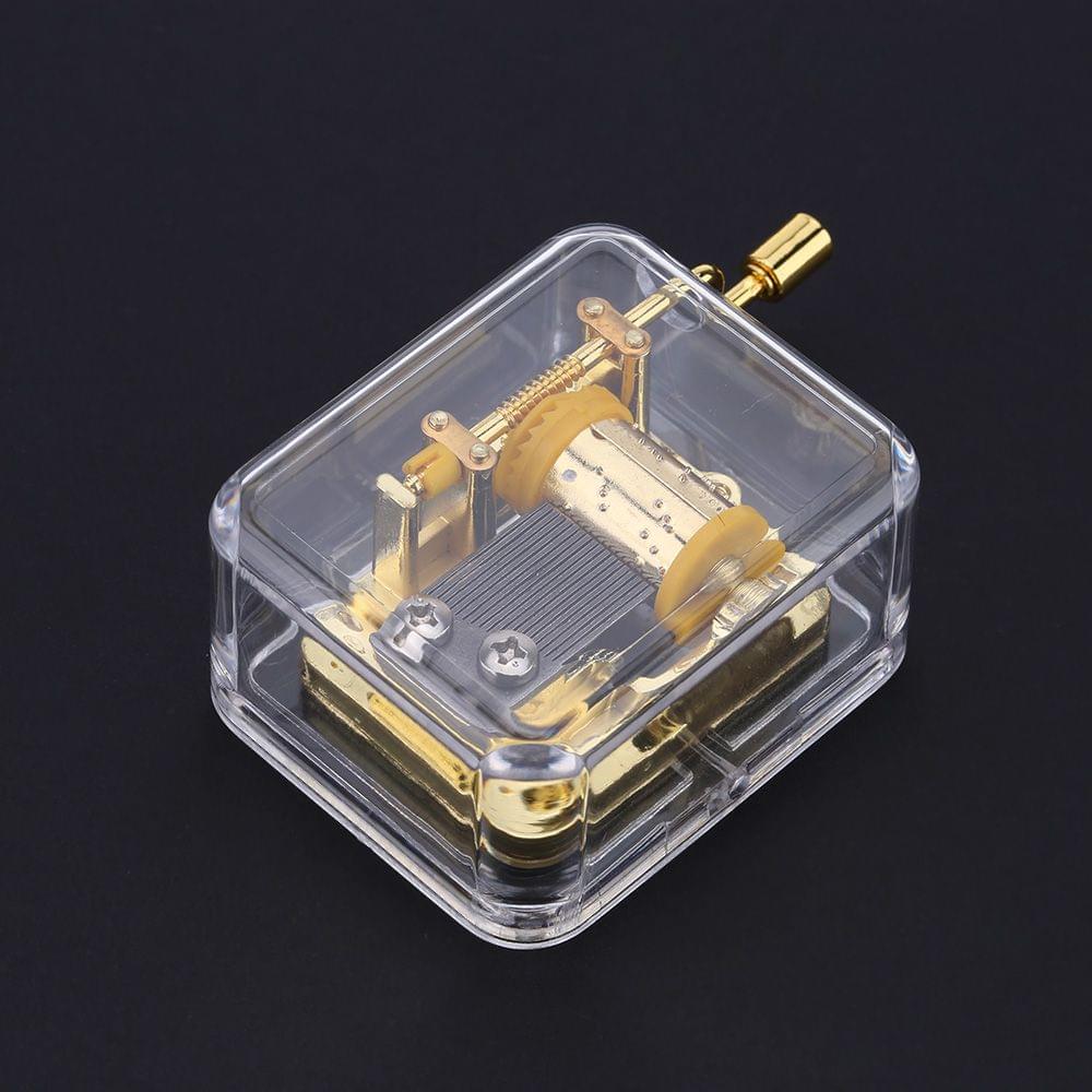 Unique Musical Box Acrylic Hand Crank Music Box Golden