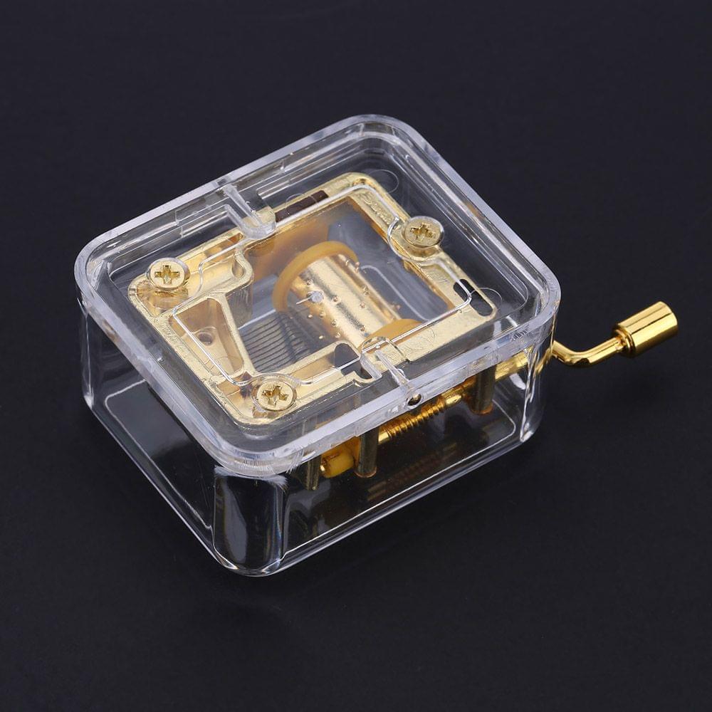 Unique Musical Box Acrylic Hand Crank Music Box Golden