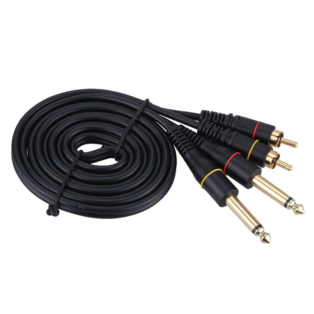 5ft Dual RCA Male Jack to Dual 6.35mm 1/4" TS Male Plug - 1