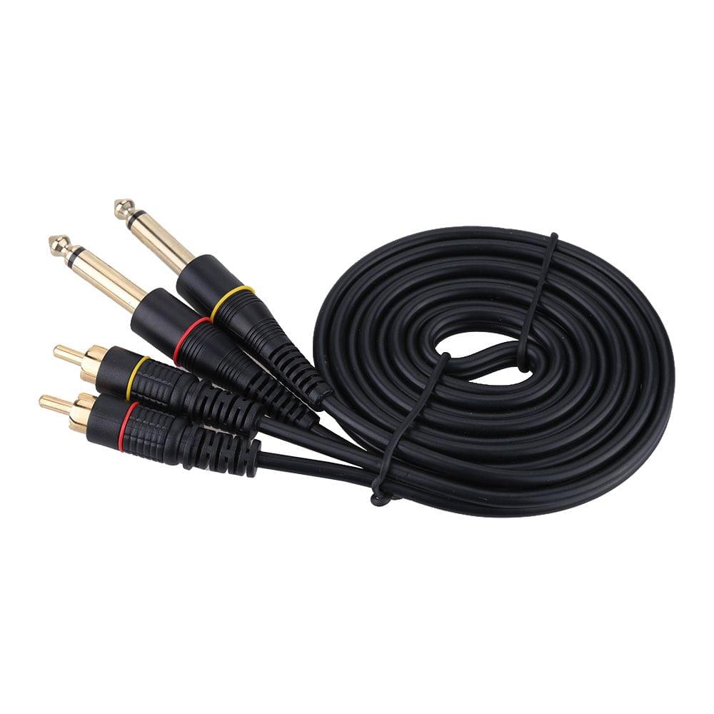 5ft Dual RCA Male Jack to Dual 6.35mm 1/4" TS Male Plug - 1
