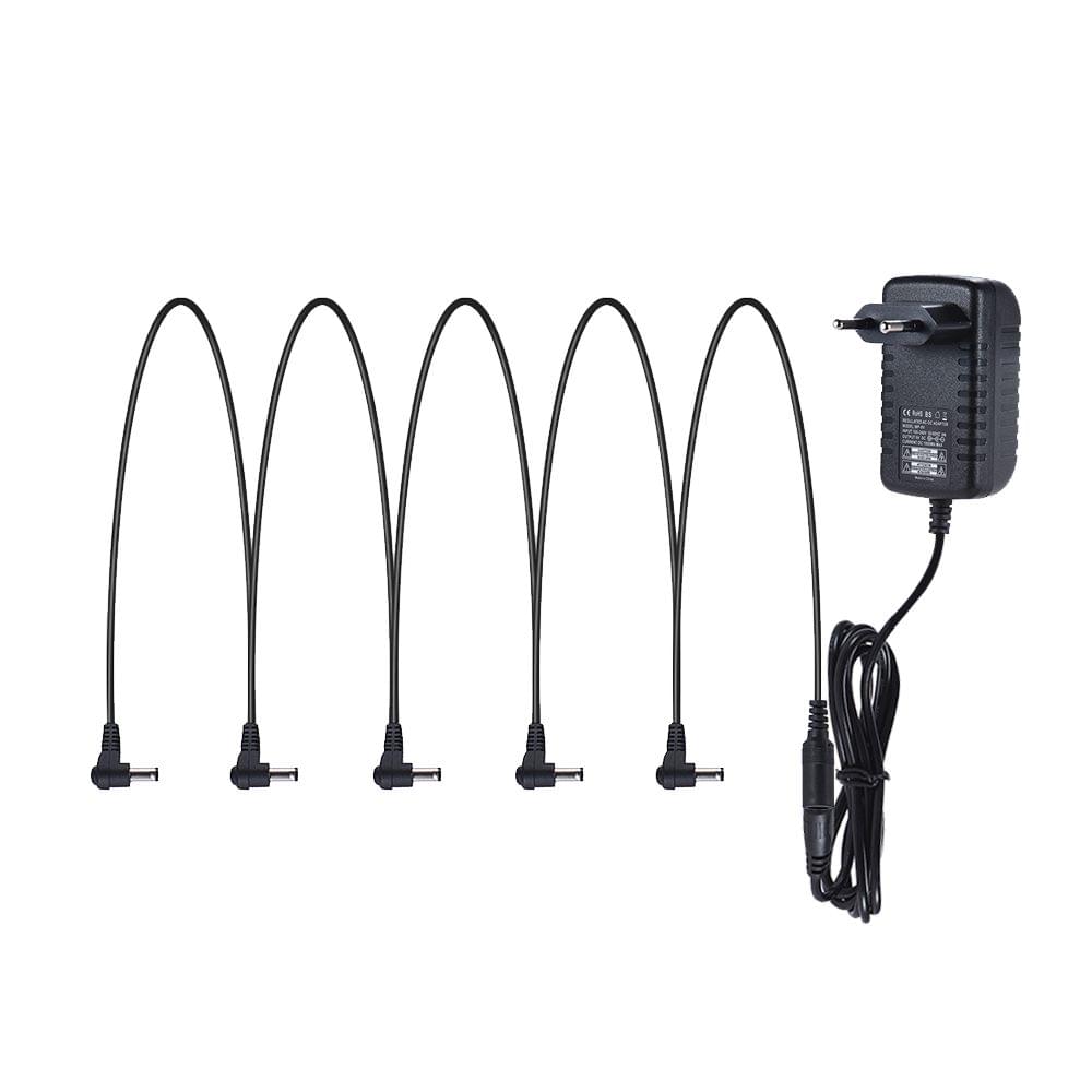 Guitar Effect Power Supply Adapter 9V DC 1000mA 5 Way Daisy - EU Plug