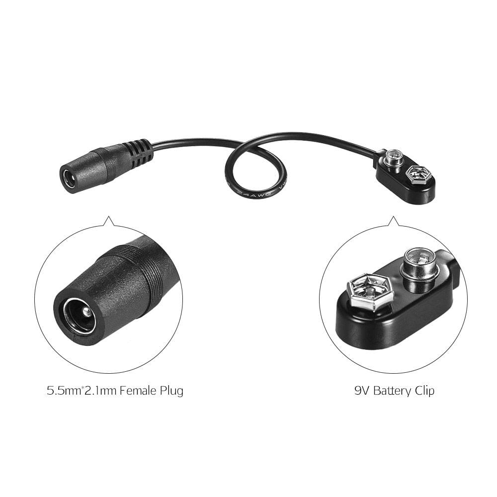 3pcs 9V Battery Clip Converter Snap Connector 2.1mm * 5.5mm - 3-pack