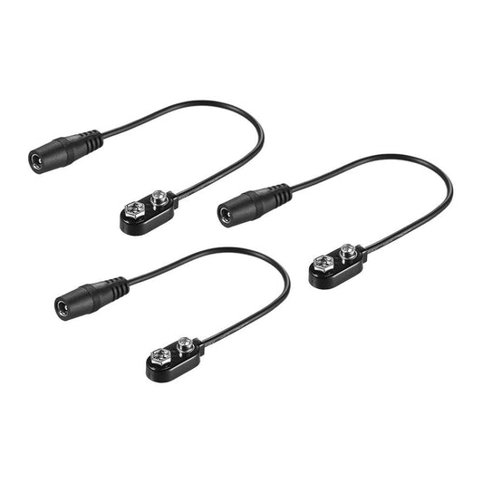 3pcs 9V Battery Clip Converter Snap Connector 2.1mm * 5.5mm - 3-pack