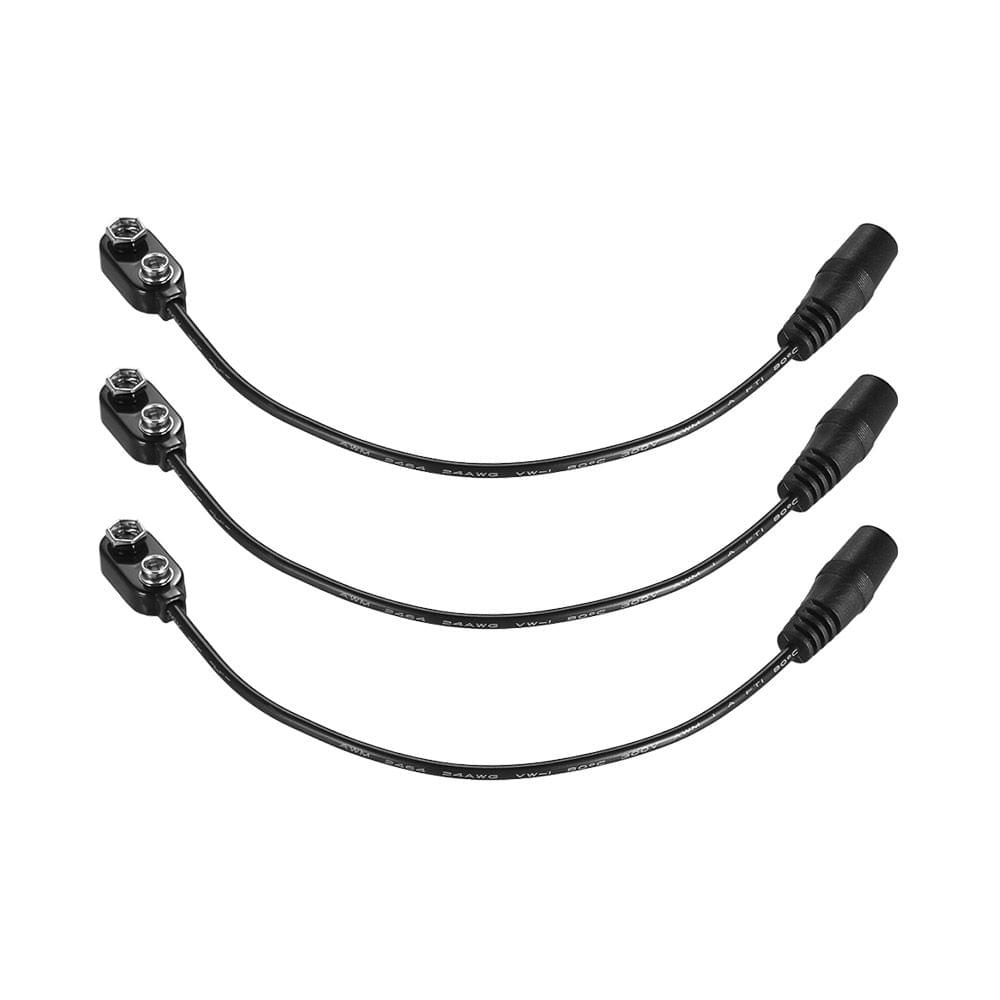 3pcs 9V Battery Clip Converter Snap Connector 2.1mm * 5.5mm - 3-pack