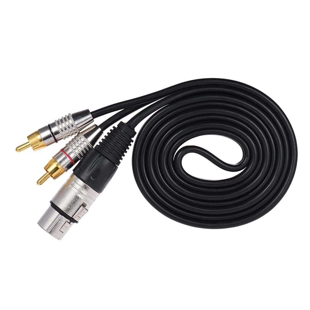 1 XLR Female to 2 RCA Male Plug Stereo Audio Cable Connector - 1.5m