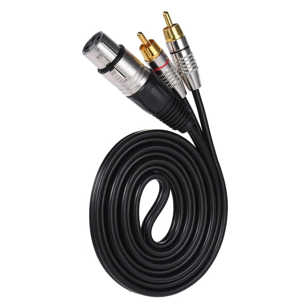 1 XLR Female to 2 RCA Male Plug Stereo Audio Cable Connector - 1.5m