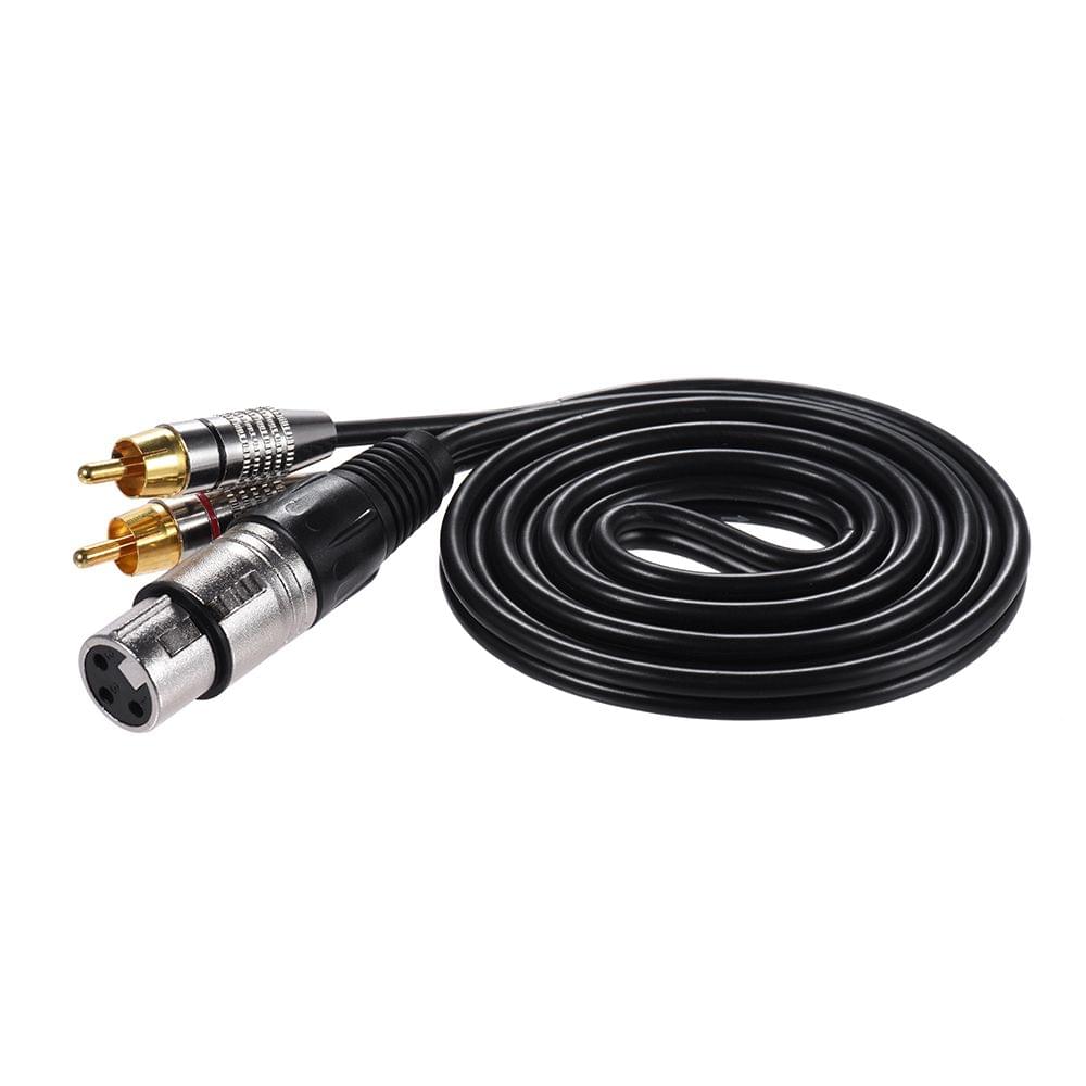1 XLR Female to 2 RCA Male Plug Stereo Audio Cable Connector - 1.5m