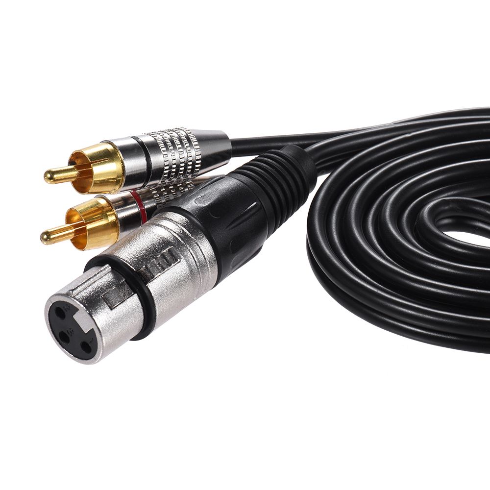 1 XLR Female to 2 RCA Male Plug Stereo Audio Cable Connector - 1.5m