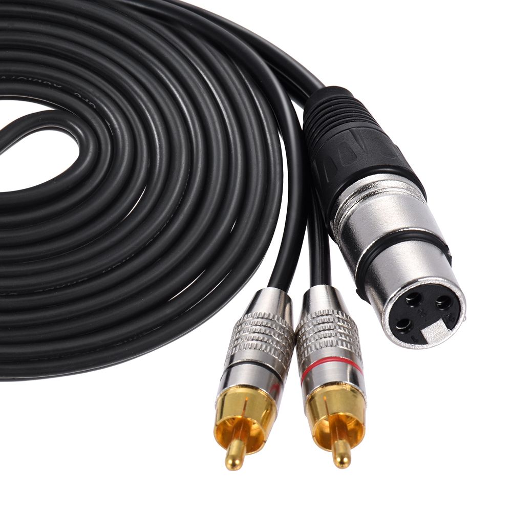 1 XLR Female to 2 RCA Male Plug Stereo Audio Cable Connector - 3m