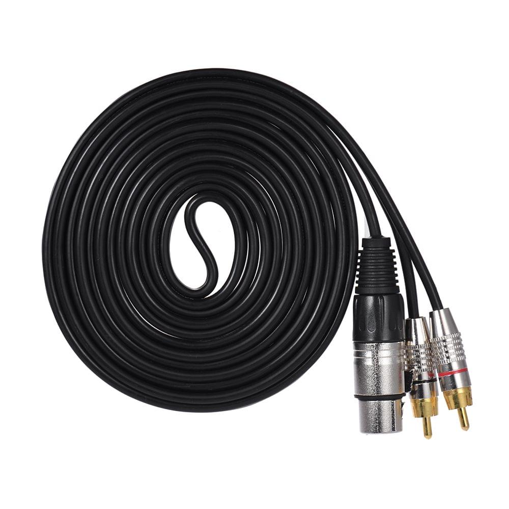 1 XLR Female to 2 RCA Male Plug Stereo Audio Cable Connector - 3m