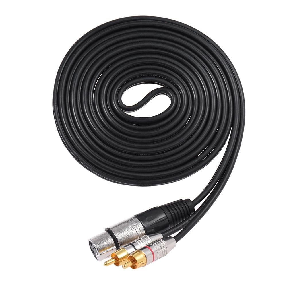 1 XLR Female to 2 RCA Male Plug Stereo Audio Cable Connector - 3m