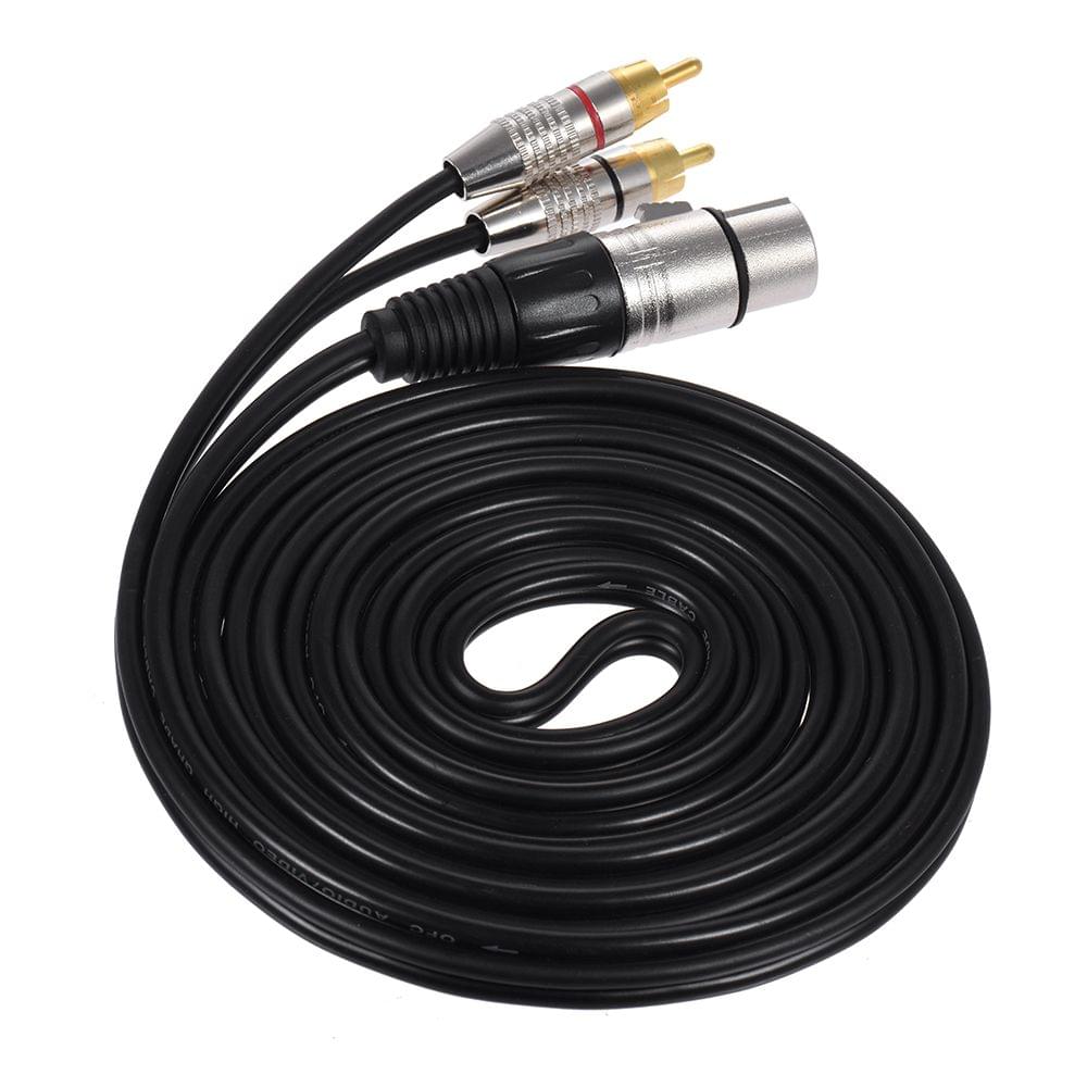 1 XLR Female to 2 RCA Male Plug Stereo Audio Cable Connector - 3m