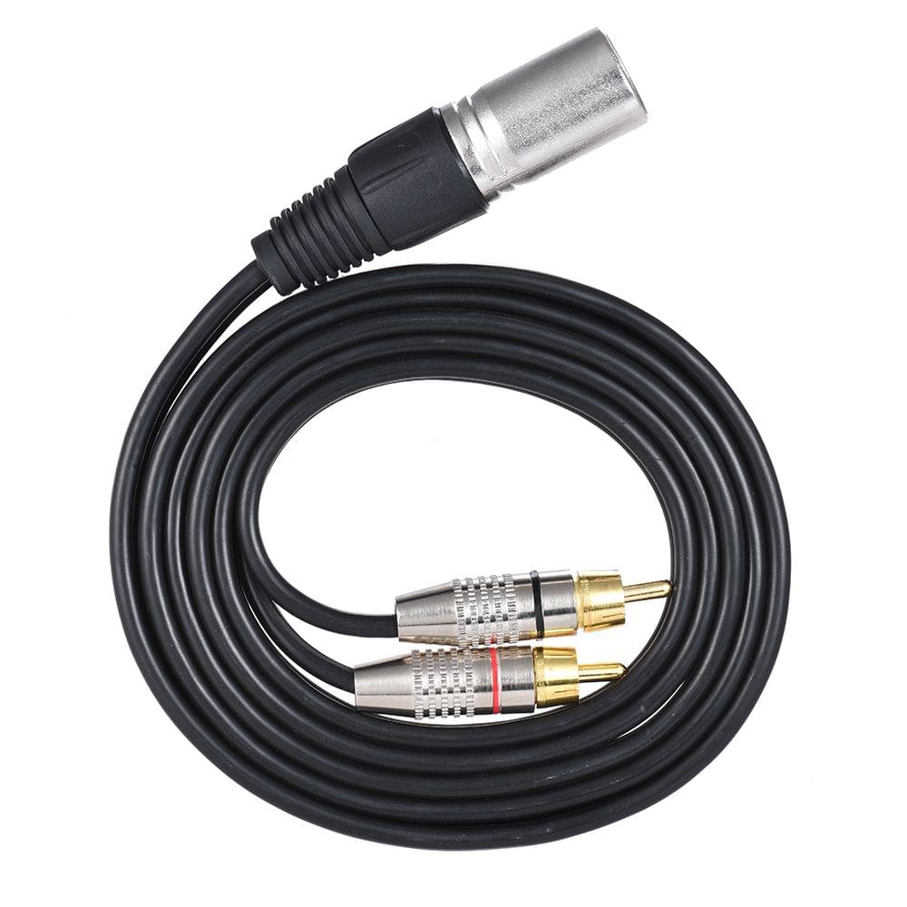 1 XLR Male to 2 RCA Male Plug Stereo Audio Cable Connector Y - 1.5m