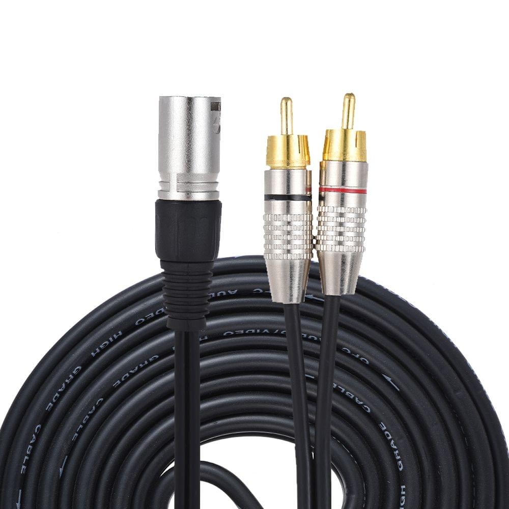 1 XLR Male to 2 RCA Male Plug Stereo Audio Cable Connector Y - 5m
