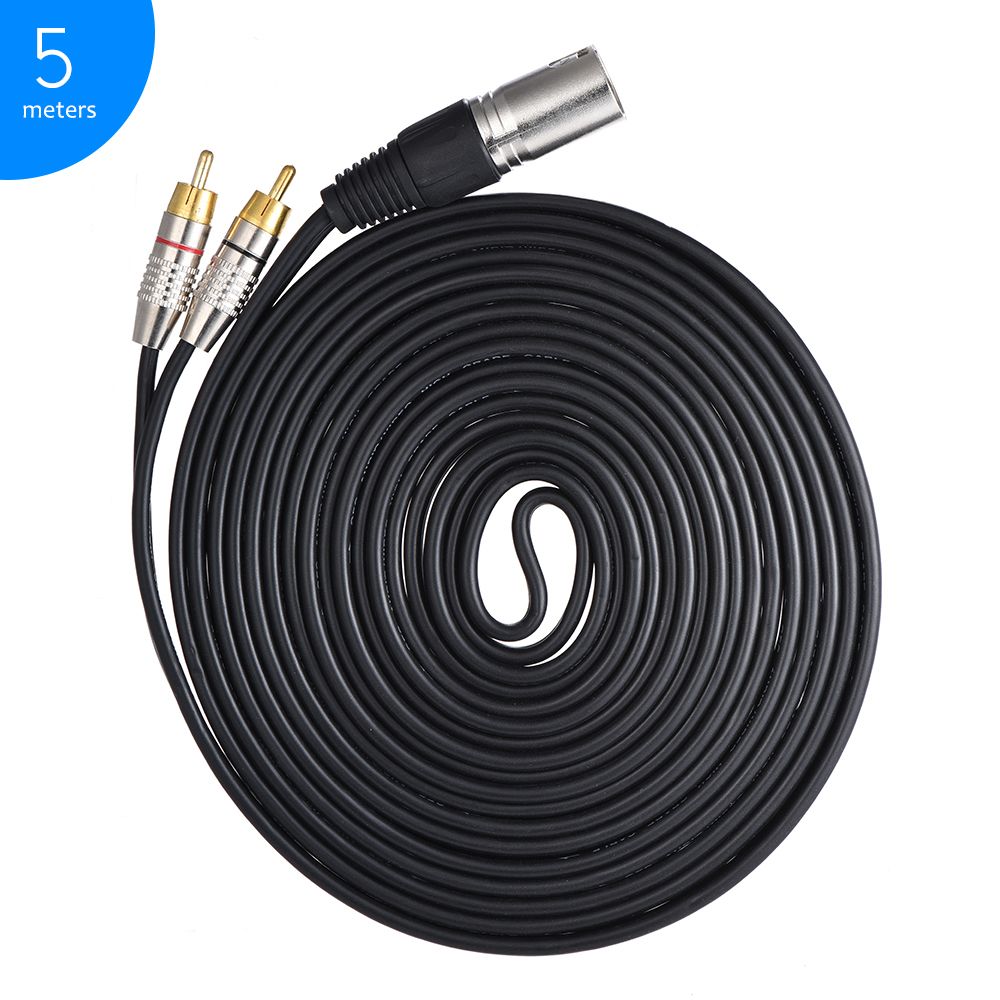 1 XLR Male to 2 RCA Male Plug Stereo Audio Cable Connector Y - 5m